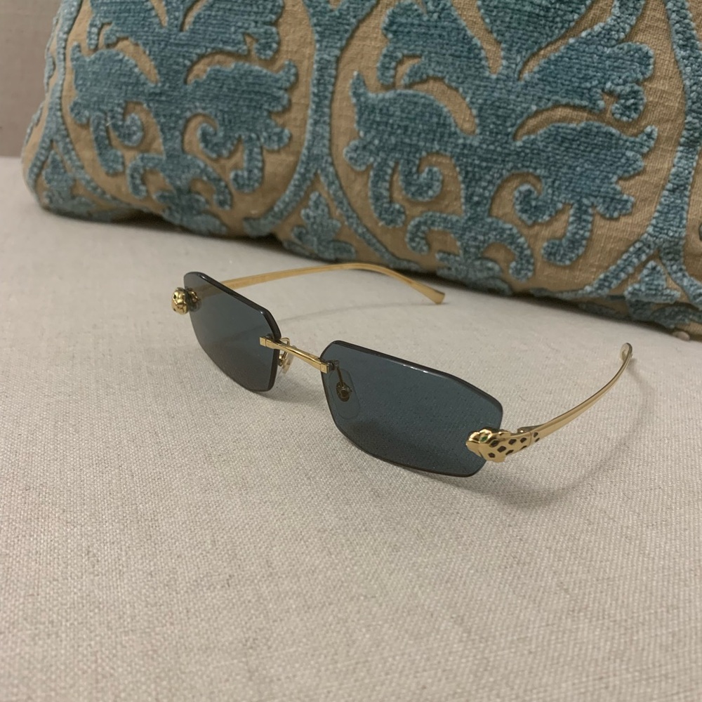 Cartier Panthere Classic 56MM 24K-Gold-Plated Metal Rimless Geometric Sunglasses - Picture 4 of 16